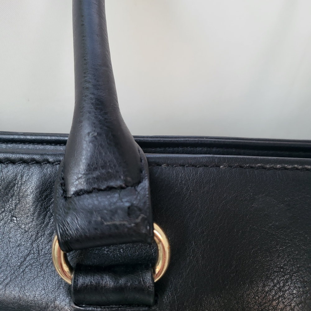 Tignanello Black Leather Tote Bag 14 X 5 X 12 - Picture 5 of 14